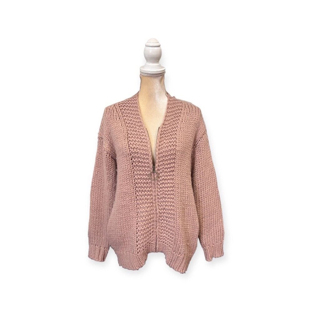 Jackson Rowe I See You Cardigan Size M Medium Pink Full Zip